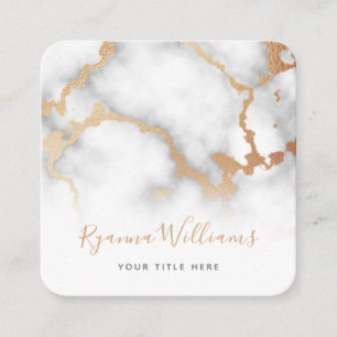 Elegante Rose Gold-Marmor-Kalligrafie-Skript Quadratische Visitenkarte