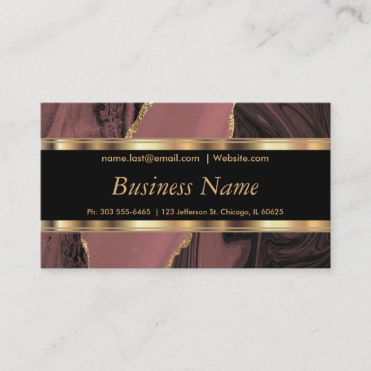 Elegante Rose Gold Marmor und Gold Visitenkarte (Vorderseite)