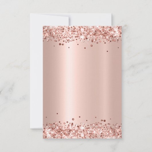 Elegante Rose Gold Metallfolie Glitzer 80. Geburts Einladung (Rückseite)