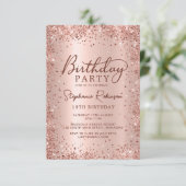 Elegante Rose Gold Metallic Glitzer 13. Geburtstag Einladung (Stehend Vorderseite)