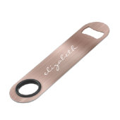 Elegante Rose Gold Metallic Personalisiert Speed Flaschenöffner (Vorderseite Schrägansicht)