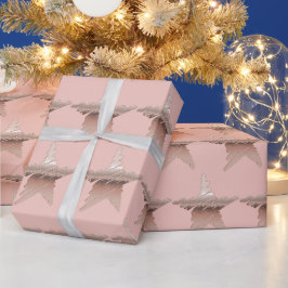 Elegante Rose Gold metallischer Look Star Rosa Geschenkpapier