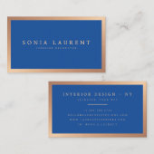 Elegante Rose Gold Metallisches Königsblau minimal Visitenkarte (Vorne/Hinten)