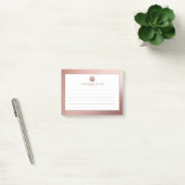 Elegante Rose Gold Minimal Monogram Lined Post-it Klebezettel (Büro)