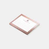 Elegante Rose Gold Minimal Monogram Lined Post-it Klebezettel (angewinkelt)