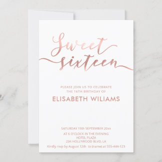 Elegante Rose Gold minimalistische schicke Kalligr Einladung