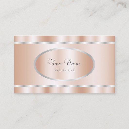 Elegante Rose Gold mit Silver Frame Beruflich Visitenkarte (Vorderseite)