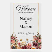 Elegante Rose Gold Moderne Individuelle Name Hochz Acrylschild (Vorderseite)