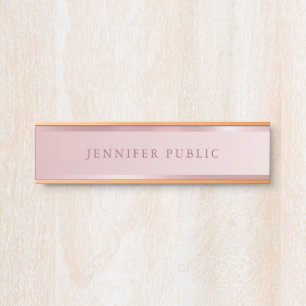 Elegante Rose Gold Moderne Minimalistische Vorlage Türschild