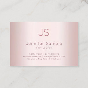 Elegante Rose Gold Moderne Monogram Clean Template Visitenkarte