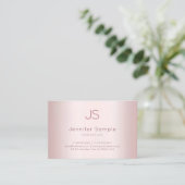 Elegante Rose Gold Moderne Monogram Clean Template Visitenkarte (Stehend Vorderseite)