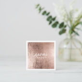 Elegante Rose Gold Moderne quadratische Weiß Visitenkarte (Stehend Vorderseite)