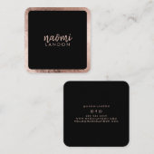 Elegante Rose Gold Moderne Quadratzoll Schwarz Quadratische Visitenkarte (Vorne/Hinten)