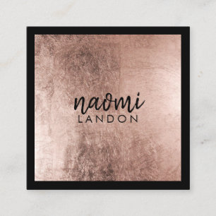 Elegante Rose Gold Moderne Quadratzoll Schwarz Quadratische Visitenkarte