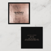 Elegante Rose Gold Moderne Quadratzoll Schwarz Quadratische Visitenkarte (Vorne/Hinten)