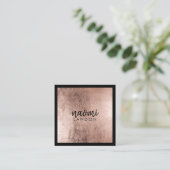 Elegante Rose Gold Moderne Quadratzoll Schwarz Quadratische Visitenkarte (Stehend Vorderseite)