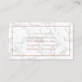 Elegante Rose Gold Moderner Marmor Visitenkarte (Rückseite)