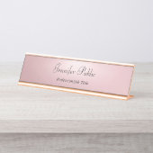 Elegante Rose Gold Modernes Template Beruflich Schreibtischnamensplakette (Vorderseite )