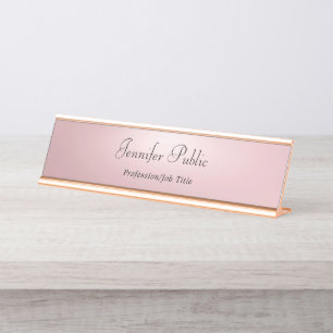 Elegante Rose Gold Modernes Template Beruflich Schreibtischnamensplakette