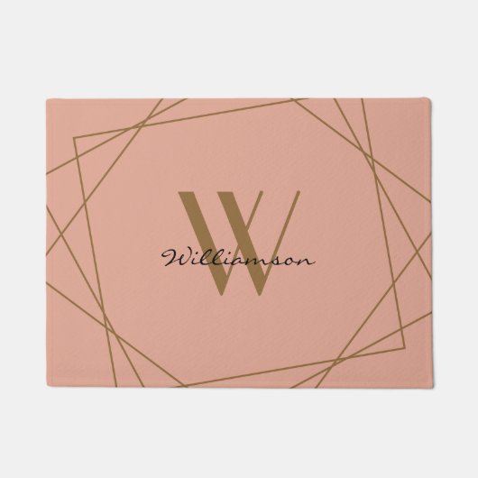 Elegante Rose Gold Monogram Add Name Script Fußmatte (Vorderseite)