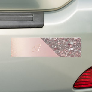 Elegante Rose Gold Monogram Autoaufkleber