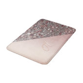 Elegante Rose Gold Monogram Badematte (Schrägansicht)