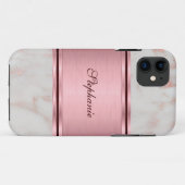 Elegante Rose Gold Monogram Case-Mate iPhone Hülle (Rückseite (Horizontal))
