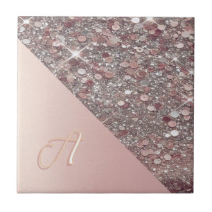 Elegante Rose Gold Monogram Fliese