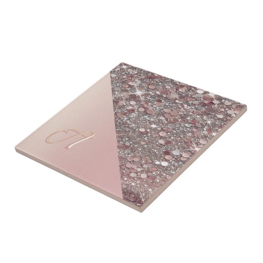 Elegante Rose Gold Monogram Fliese (Seite)