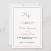 Elegante Rose Gold Monogram Formal Wedding Save The Date (Vorderseite)