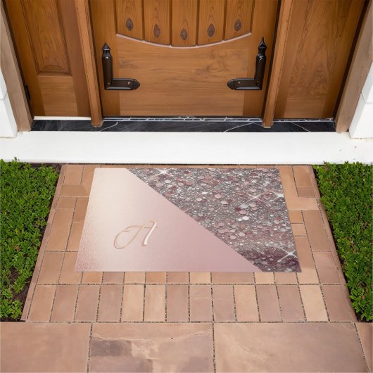 Elegante Rose Gold Monogram Fußmatte (Außenbereich)