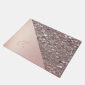 Elegante Rose Gold Monogram Fußmatte (Schrägansicht)