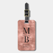 Elegante Rose Gold Monogram Gepäckanhänger (Vorderseite vertikal)