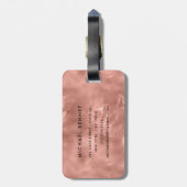 Elegante Rose Gold Monogram Gepäckanhänger (Rückseite vertikal)