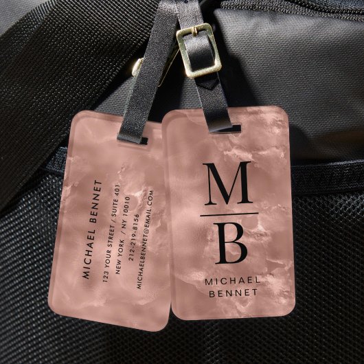 Elegante Rose Gold Monogram Gepäckanhänger