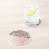 Elegante Rose Gold Monogram Getränkeuntersetzer (Seite)