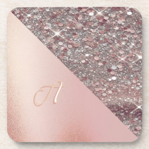 Elegante Rose Gold Monogram Getränkeuntersetzer