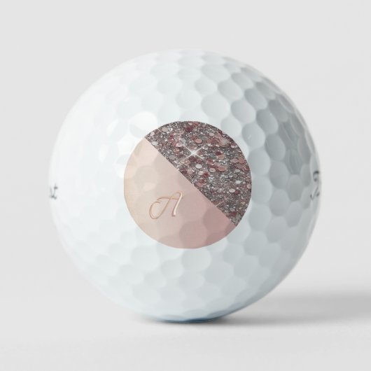 Elegante Rose Gold Monogram Golfball (Vorderseite)