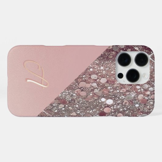 Elegante Rose Gold Monogram iPhone Hülle (Rückseite (Horizontal))