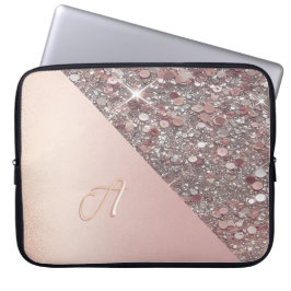 Elegante Rose Gold Monogram Laptopschutzhülle