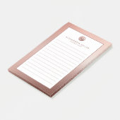 Elegante Rose Gold Monogram Lined Post-it Klebezettel (angewinkelt)