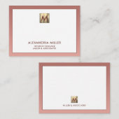 Elegante Rose Gold Monogram Mitteilungskarte (Vorne/Hinten)