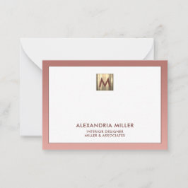 Elegante Rose Gold Monogram Mitteilungskarte