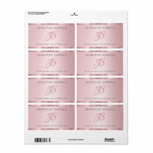Elegante Rose Gold Monogram Modern Simple Template (Vorne)