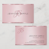 Elegante Rose Gold Monogram Modern Visitenkarte (Vorne/Hinten)
