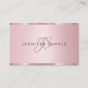 Elegante Rose Gold Monogram Modern Visitenkarte