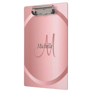 Elegante Rose Gold Monogram Moderne Vorlage Klemmbrett