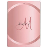 Elegante Rose Gold Monogram Moderne Vorlage Klemmbrett (Rückseite)