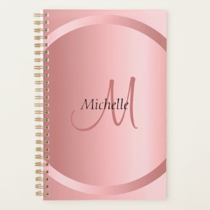 Elegante Rose Gold Monogram Moderne Vorlage Planer