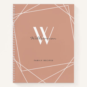 Elegante Rose Gold Monogram Name Family Rezept Notizblock